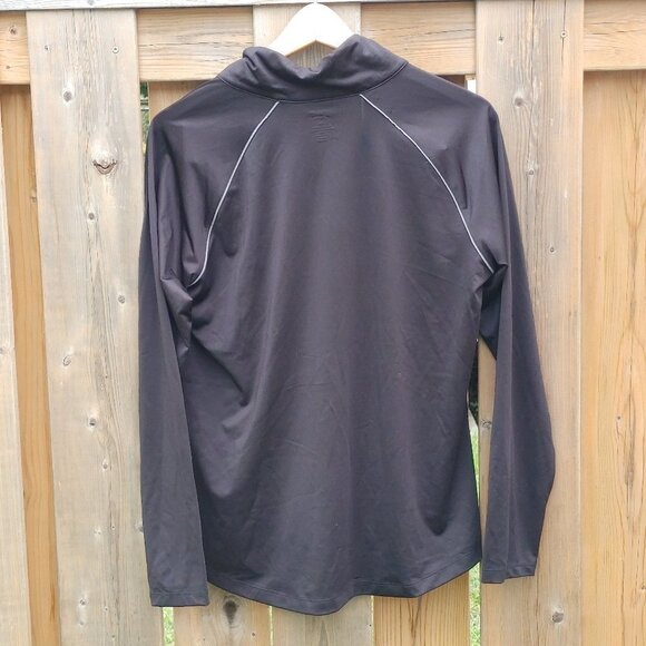Joe Fresh Black Half Zip Pull Over Women's Large Reflective piping. - Picture 3 of 3